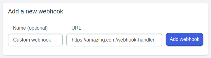 Add a webhook URL in the 'Account' section